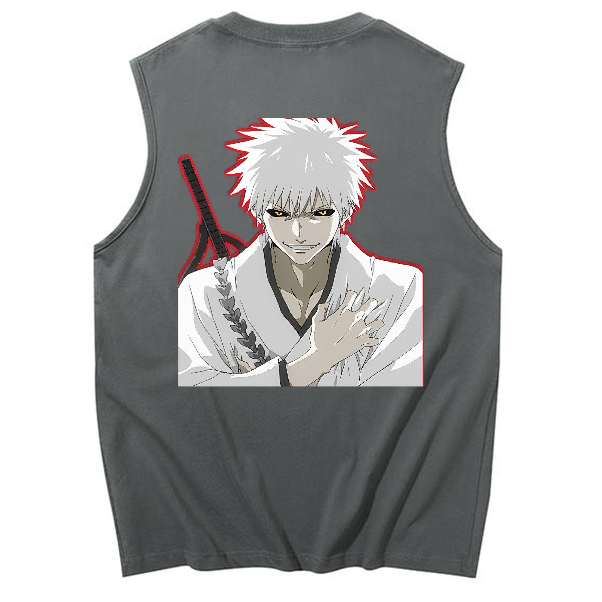（画像用） ブリーチ 黒崎一護（くろさき いちご）BLEACH Kurosaki Ichigo コットン100％タンクトップ（背面プリント）